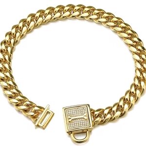 Gold Chain Necklace with Rhinestone Clasp